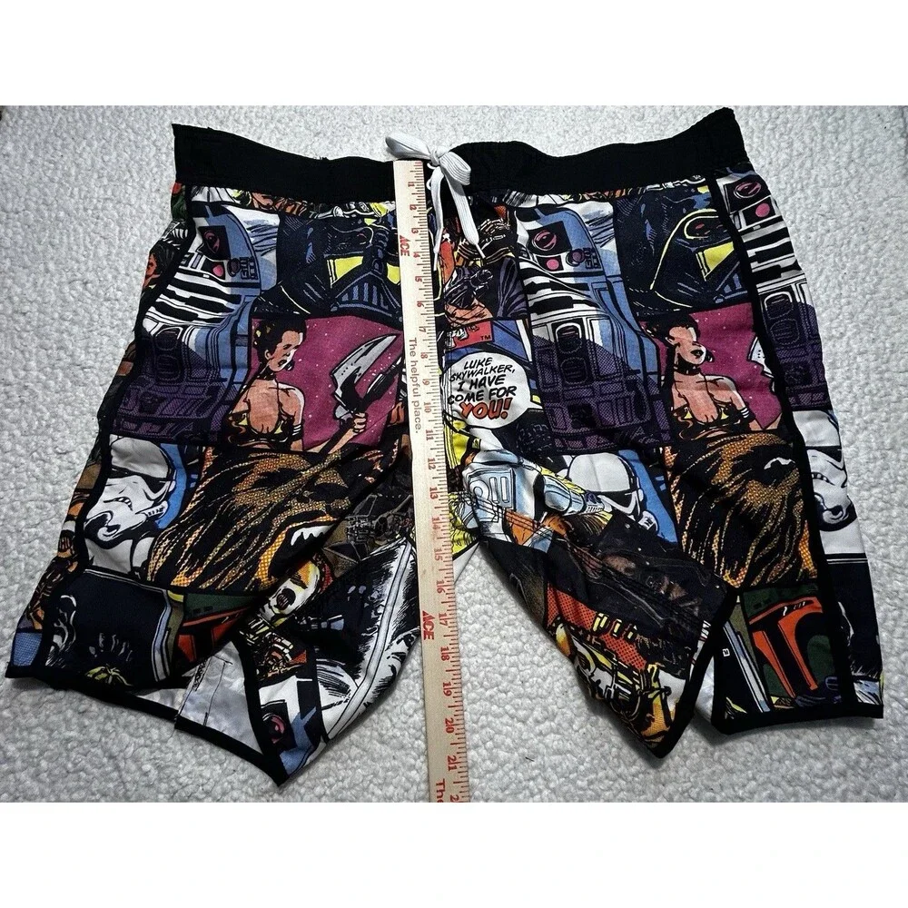 Star Wars Mens Comic Book Print Swim Trunks Board Shorts Mesh Lining 2XL